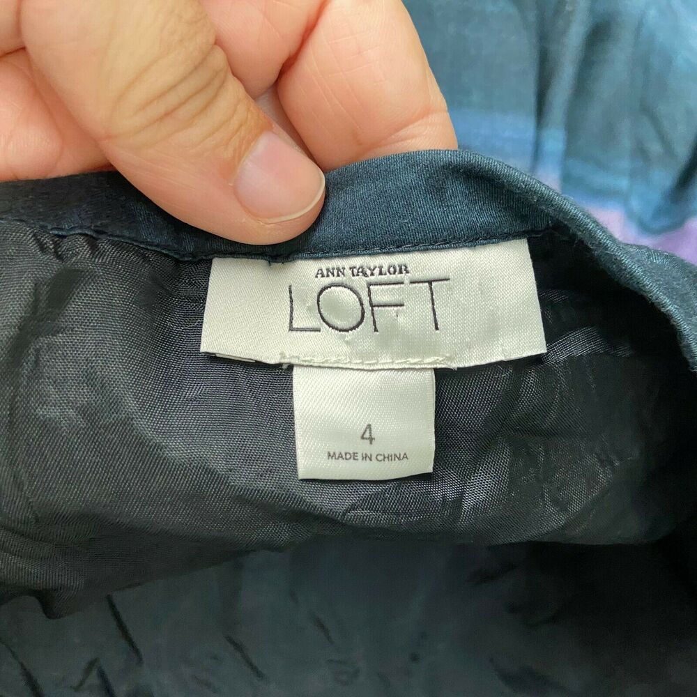 2/$30 LOFT 4 Womens Black Purple Blue Ombre Pleate A-line Skirt - Picture 5 of 8